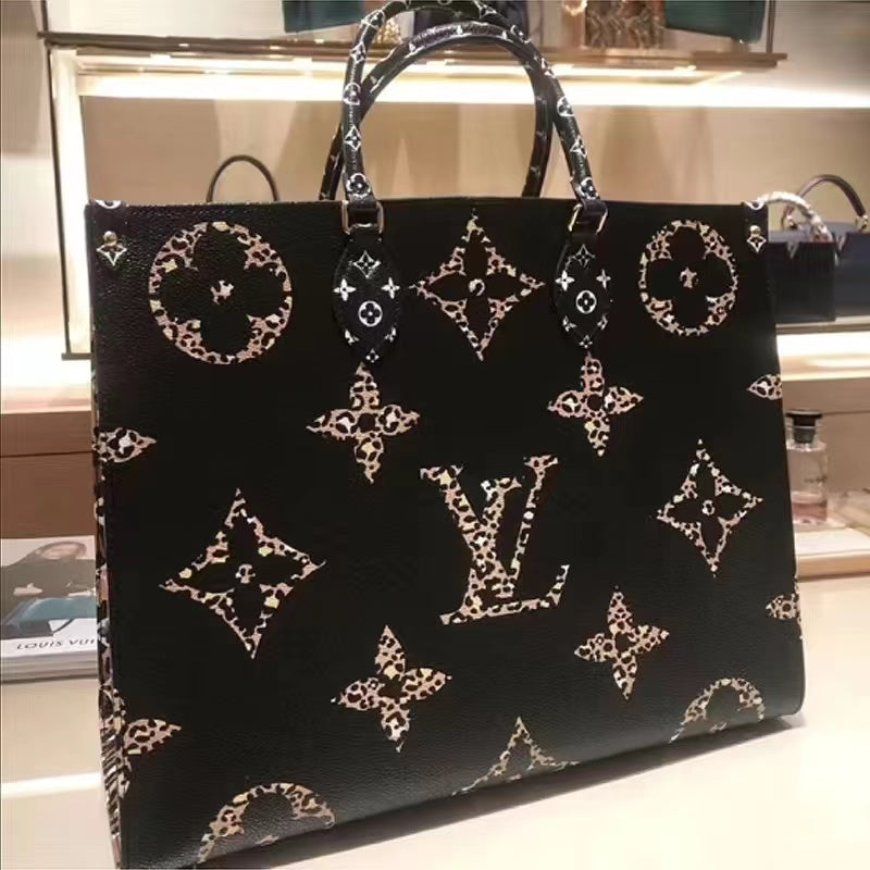 Black and Orange Jungle Giant Monogram OnTheGo Tote GM, 2019