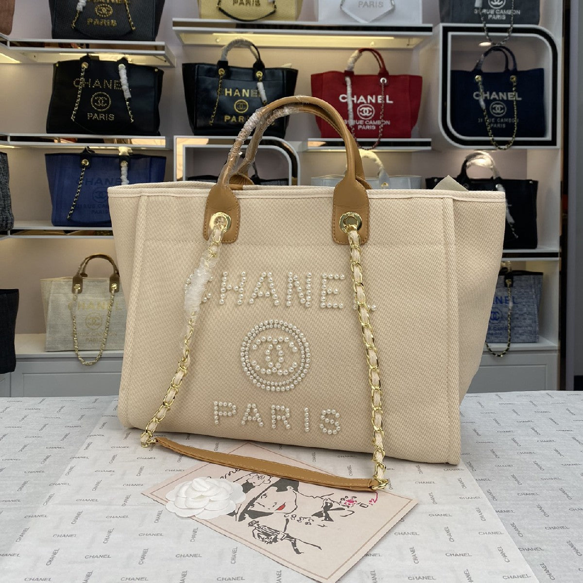 4 Colors Maxi Shopping Bag With Pearls