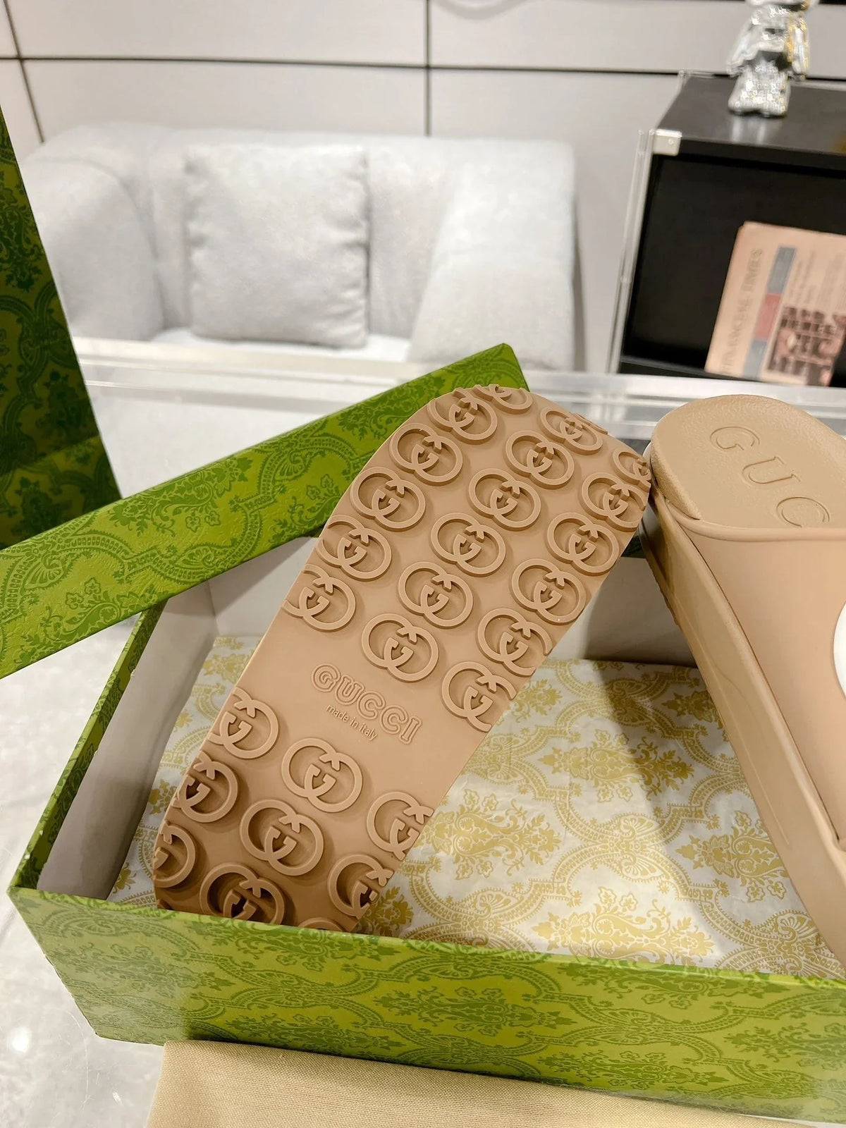 GC 25 Interlocking G 50mm Slide Sandal Cowhide 292400