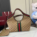 GG  25 Giglio 25cm Bag Beige Canvas Leather 292388