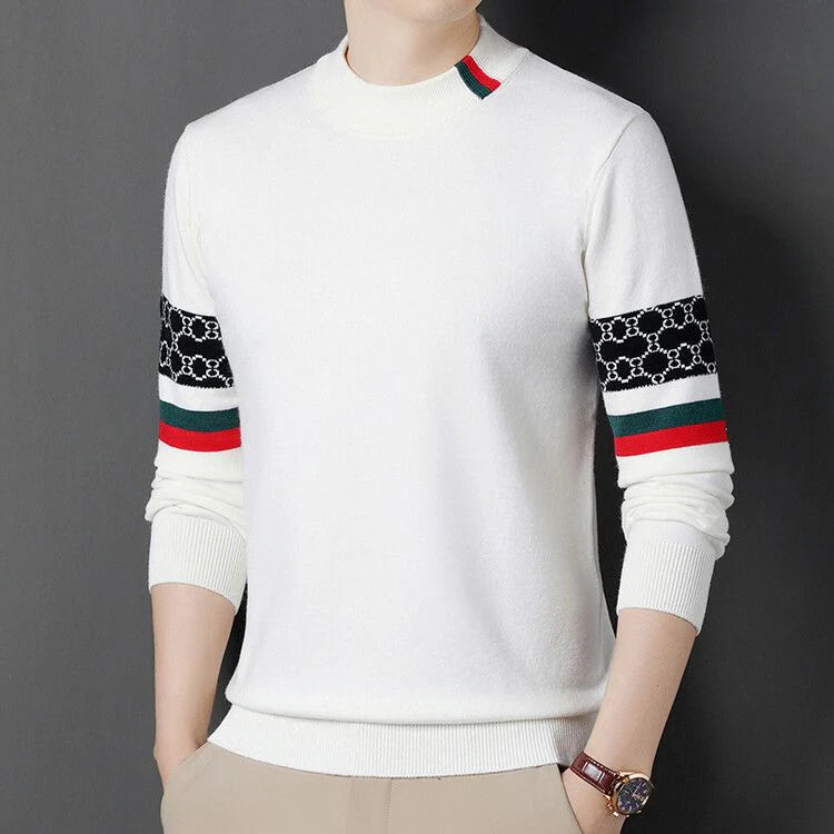 New semi high neck knitted sweater with a base layer 1024102508