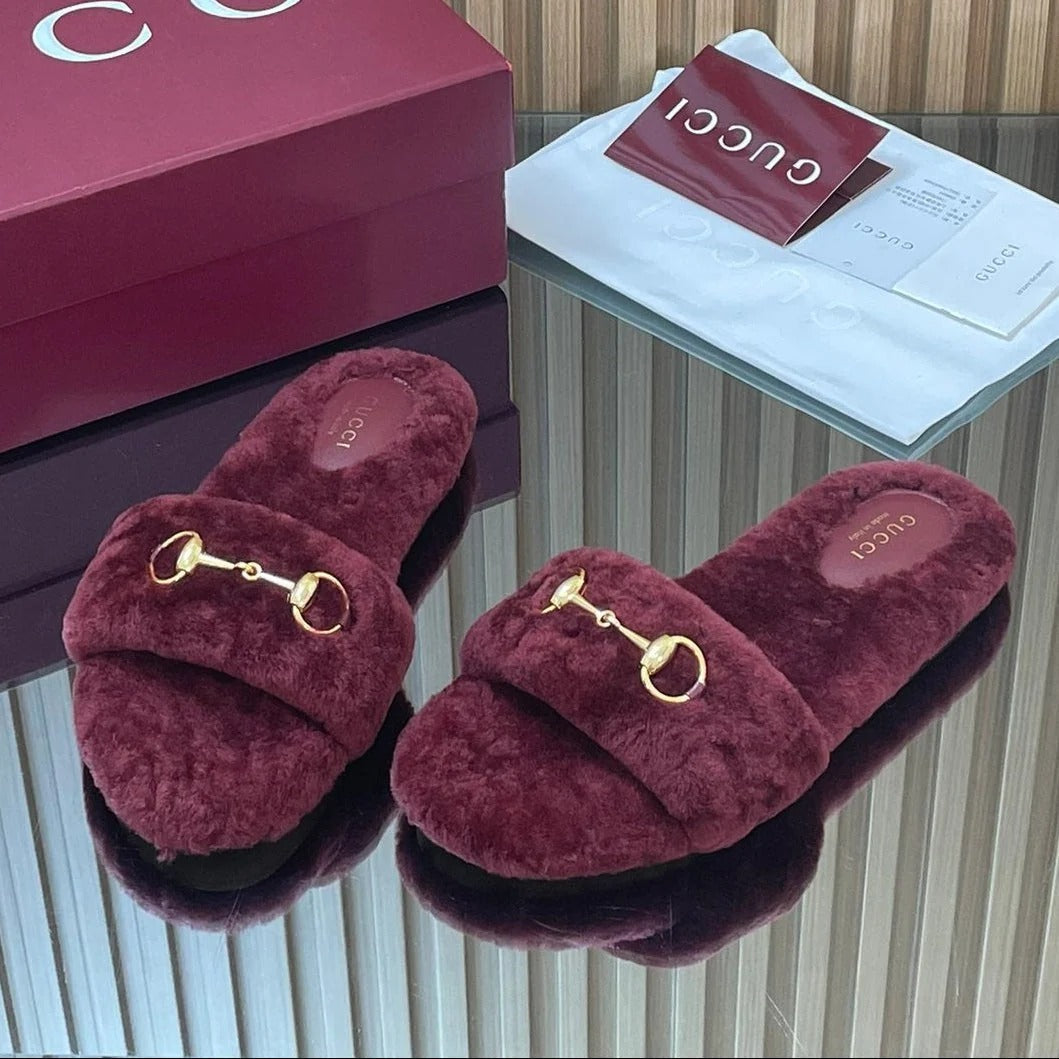 GG  2025 Horsebit Slipper Black Wool 562869