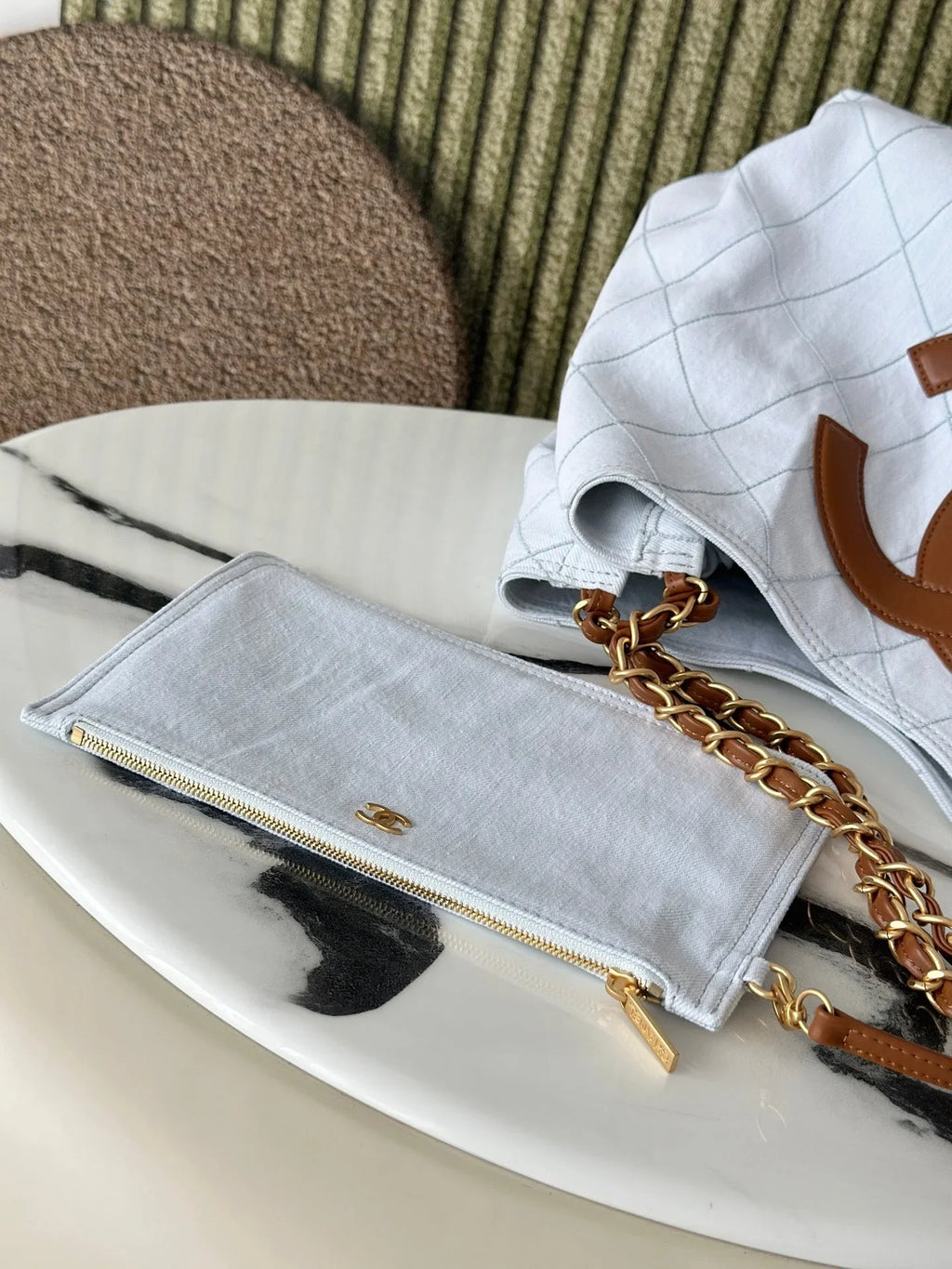 CC Coco Beach 2026 Small Tote Brown White Calfskin