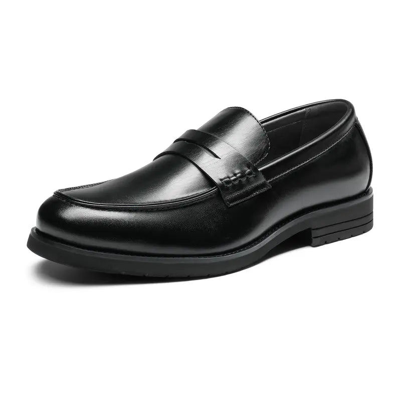Classic Soft Men's Loafers for All Seasons – Comfortable All-Black Business-Casual Shoes