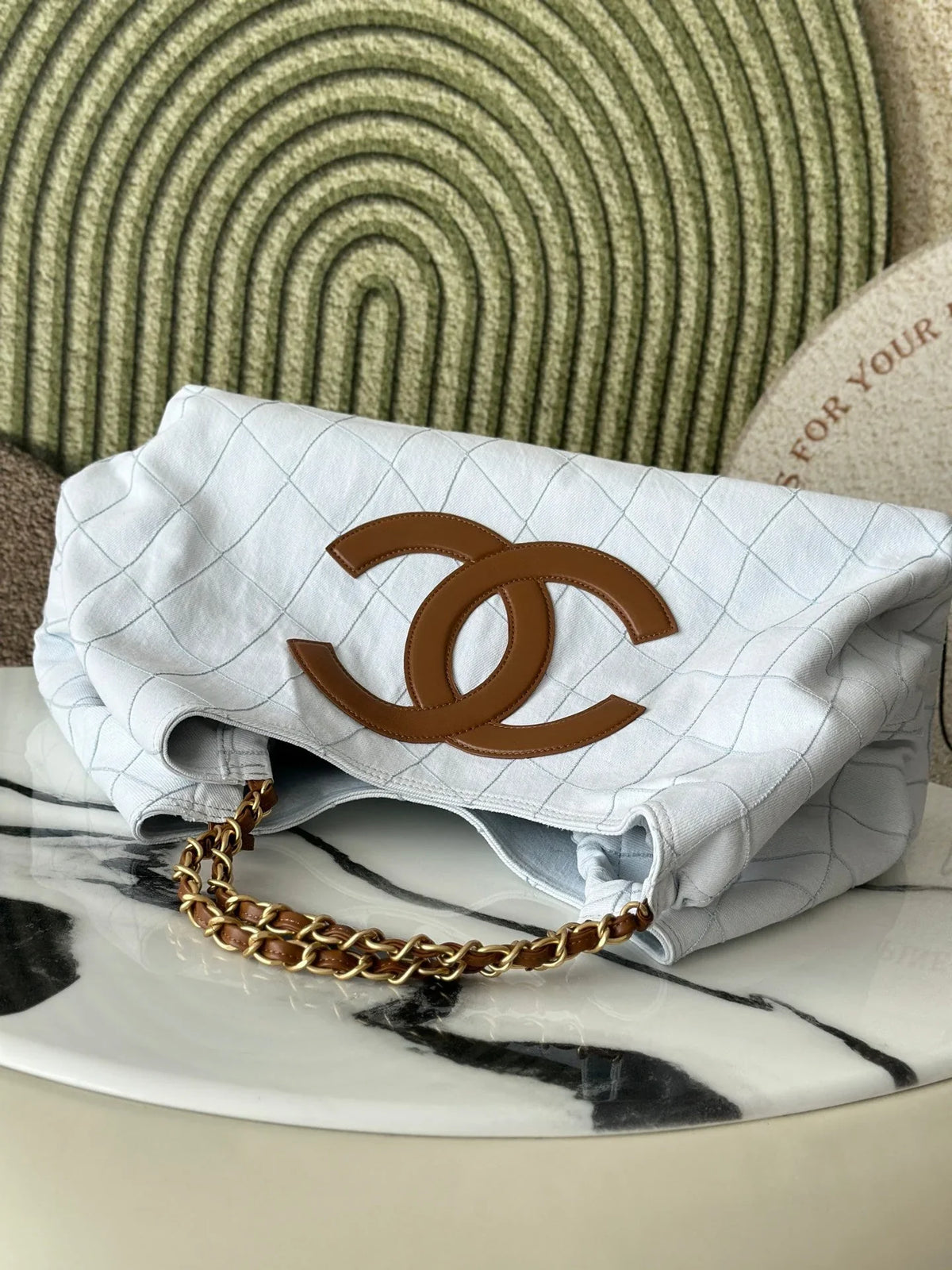 CC Coco Beach 2026 Small Tote Brown White Calfskin