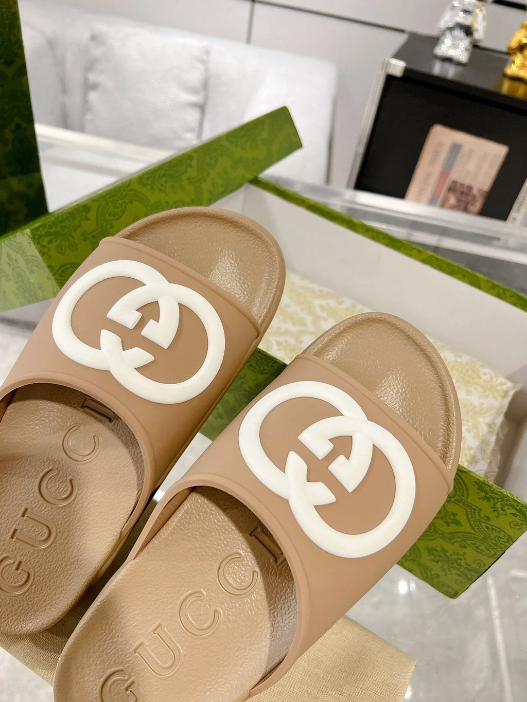 GC 25 Interlocking G 50mm Slide Sandal Cowhide 292400