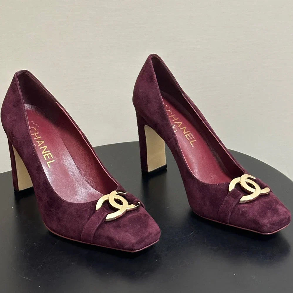 CHA  2026 Double C Metal Buckle High Heels Leather Sheepskin 834663