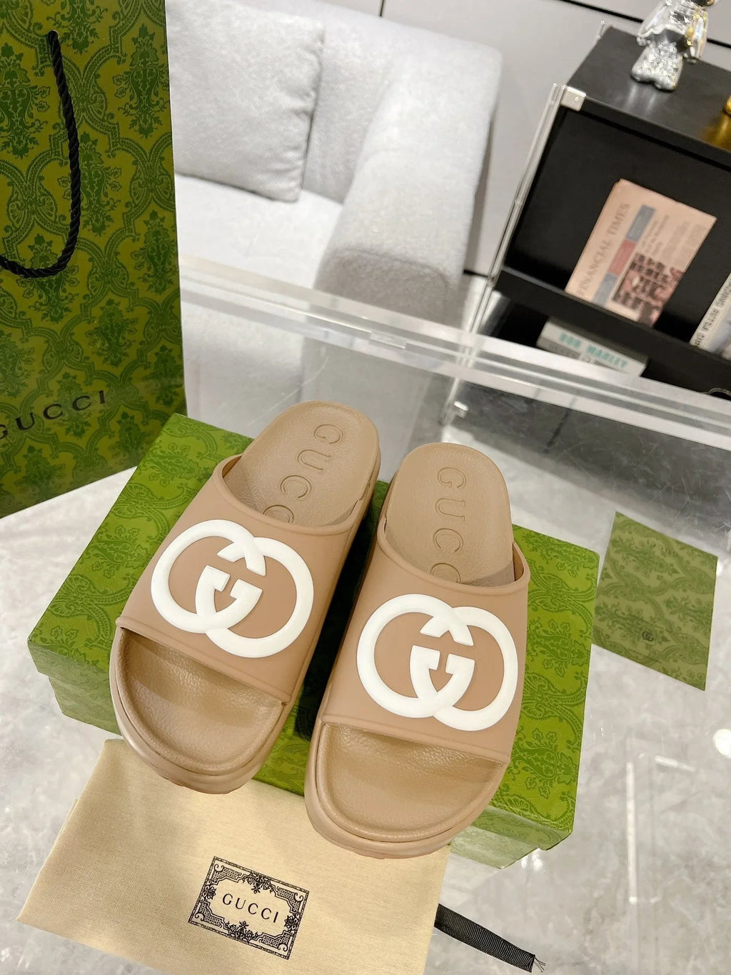 GC 25 Interlocking G 50mm Slide Sandal Cowhide 292400