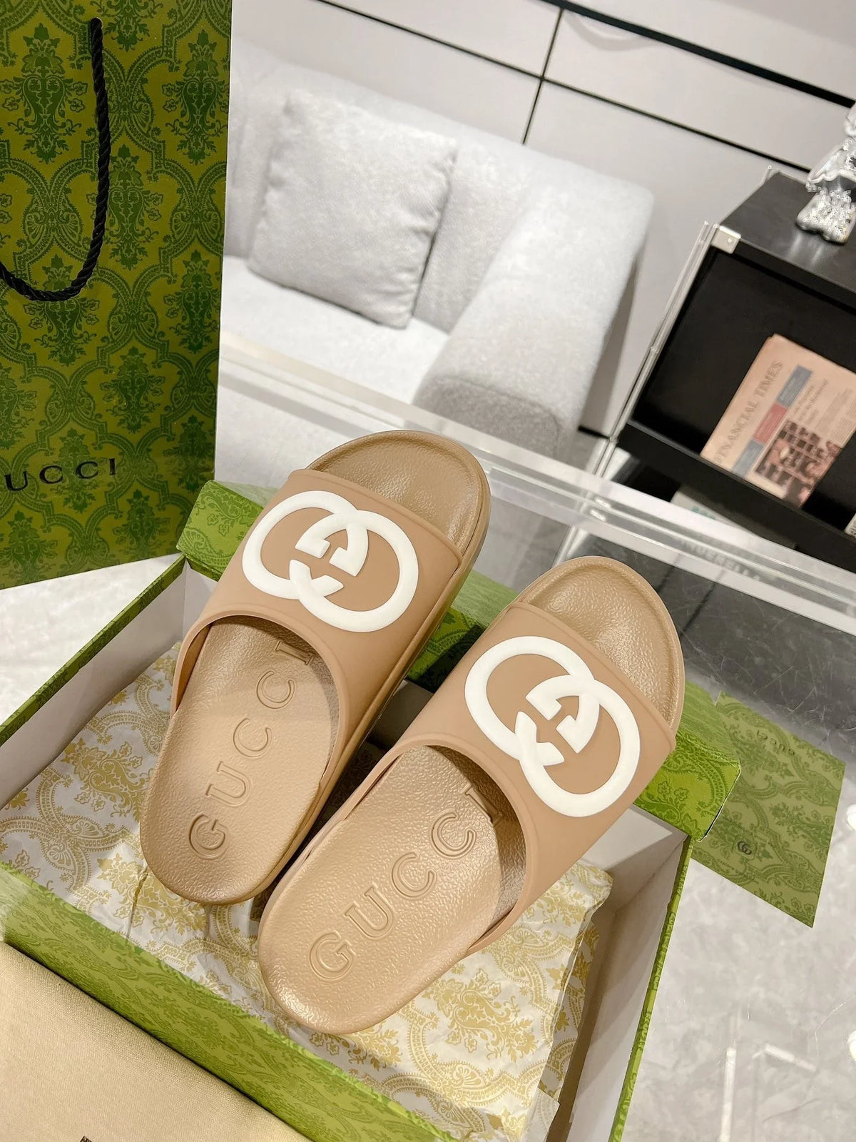 GC 25 Interlocking G 50mm Slide Sandal Cowhide 292400