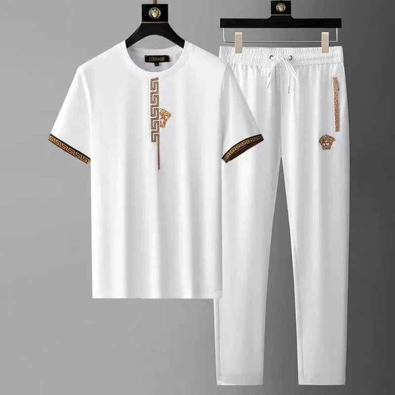 Men's Sports Suit Light Luxury Round Neck Short Sleeve 1024060612