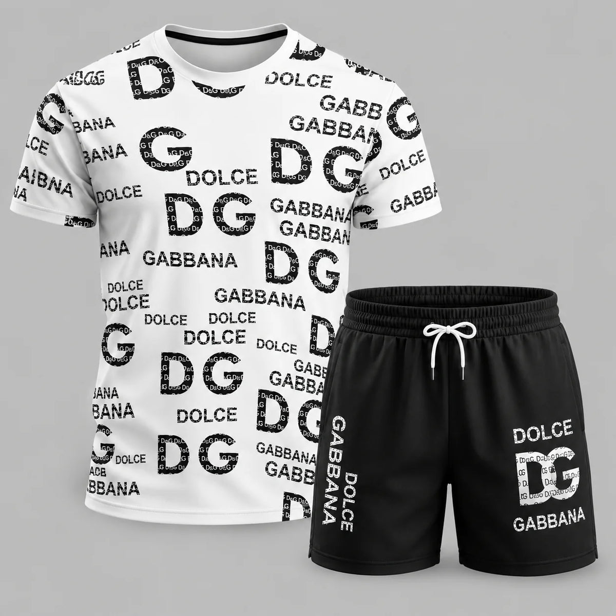 Men's Fashion Printed Short Sleeve Suit 3D1026070719