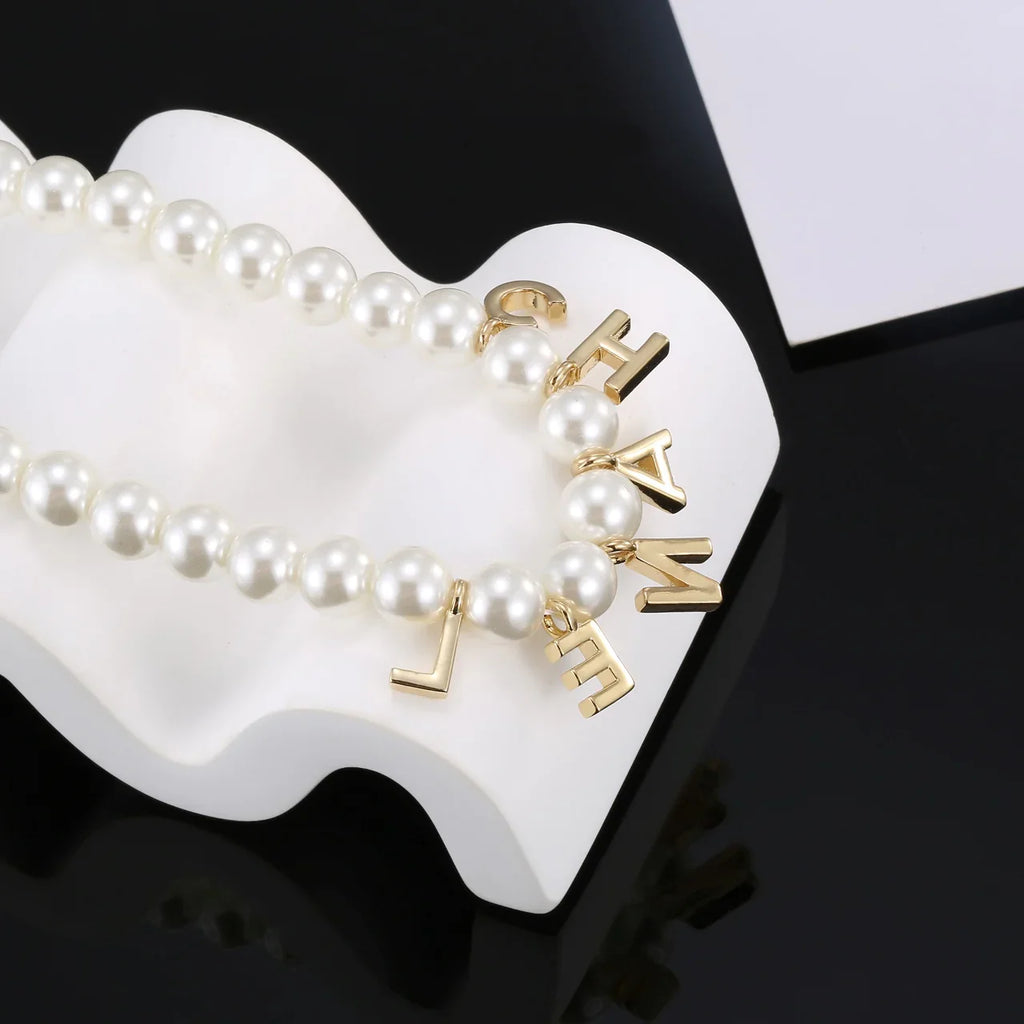 New Fashion Versatile Letter Pearl Necklace 1024032501