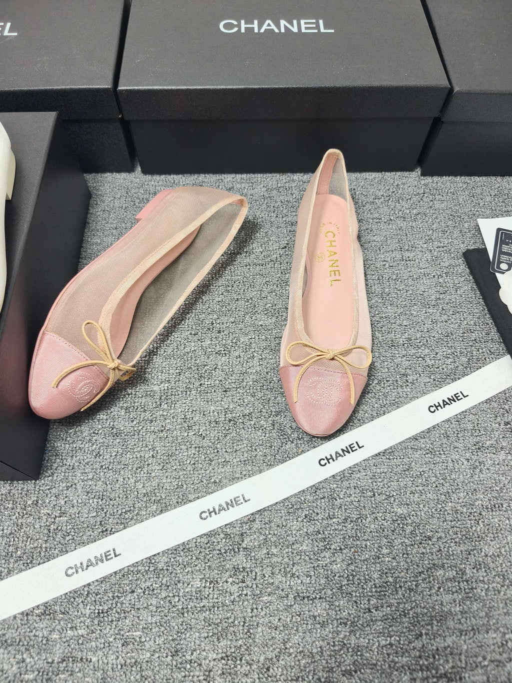 CC 26s Ballet Flat Light Pink Mesh Fabric Sheepskin 681981