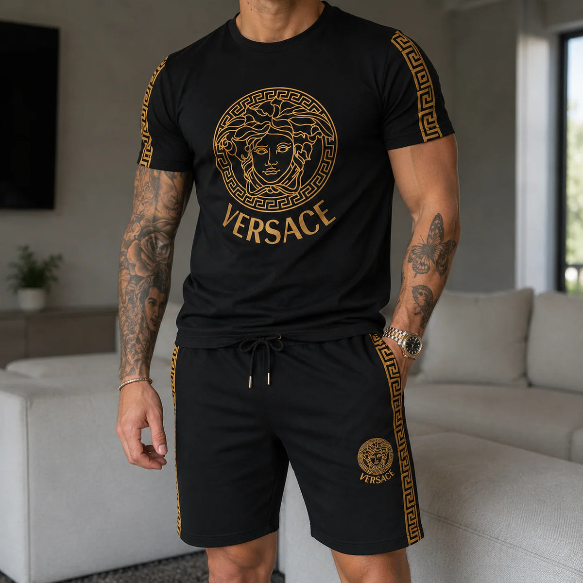 Men's Fashion Printed Short Sleeve Suit 3D1026070824