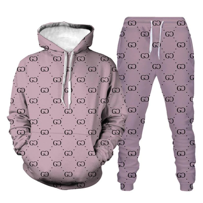 New printed casual hooded sweatshirt suit 1024011105