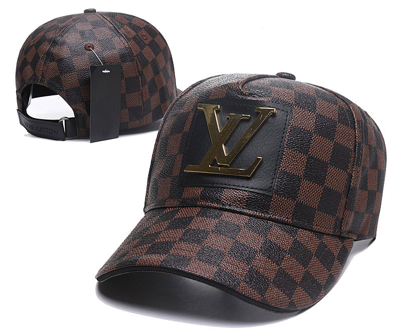 Branded Leather Plaid Baseball Cap