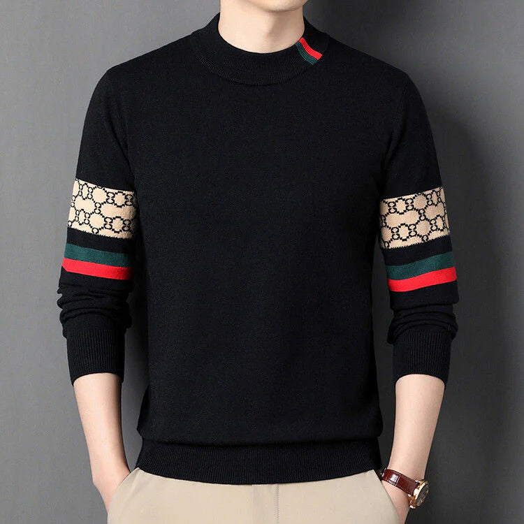 New semi high neck knitted sweater with a base layer 1024102508