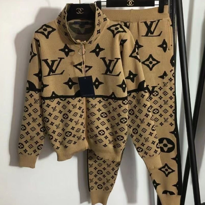 New fashion casual cardigan hooded letter top + pencil pants two-piece suit 3D-04260915