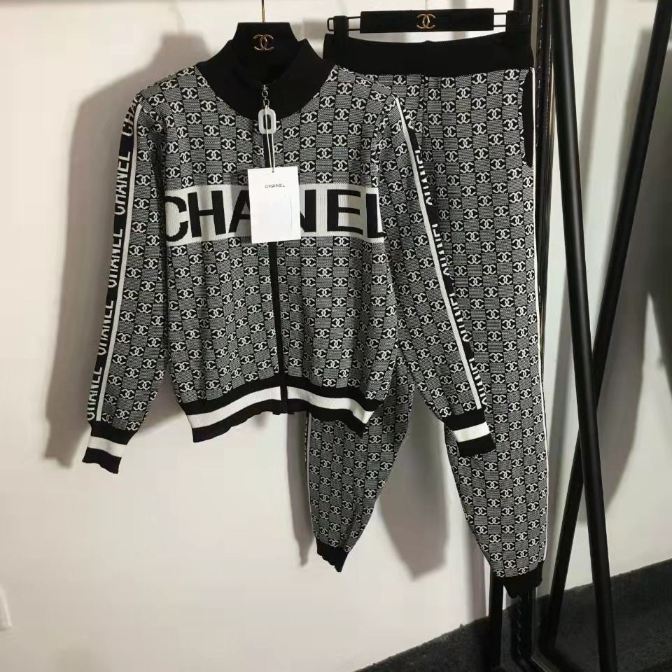 Fashion casual sports hooded knit suit PD1023081725