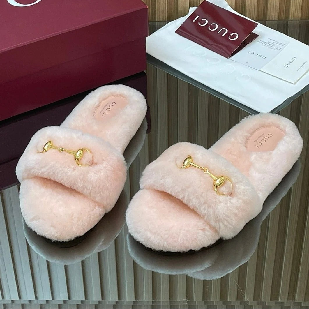 GG  2025 Horsebit Slipper Black Wool 562869