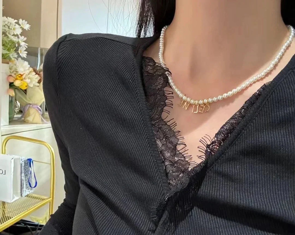 New Fashion Versatile Letter Pearl Necklace 1024032501