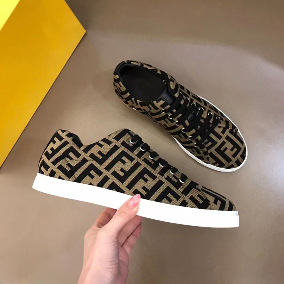 Brown Full F Logo Trendy Comfortable Men's and Women's Skateboard Shoes