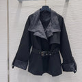 New Fashion Women Monogram Panel Waist Belt Short Trench Coat XC1326091127