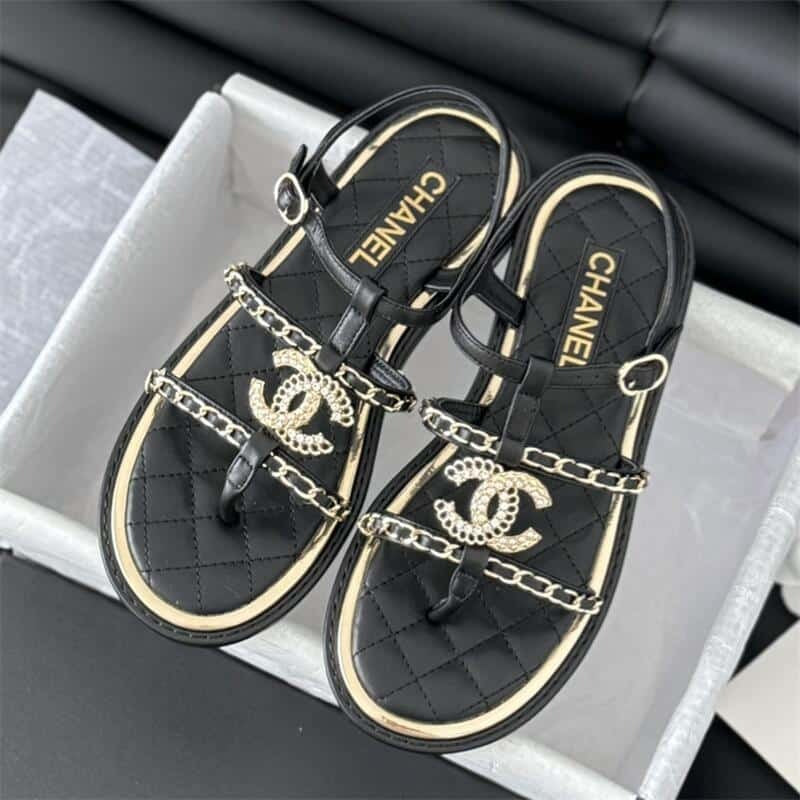 Women CC Logo New Leather Sandal 2024 SS 1024061