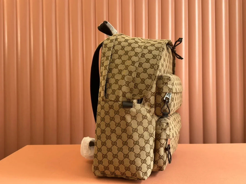 MEDIUM BACKPACK 40 IN BEGE AND EBONY CANVAS