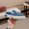 Italian Cowhide Casual Rubber Sole Comfortable Shoes Blue