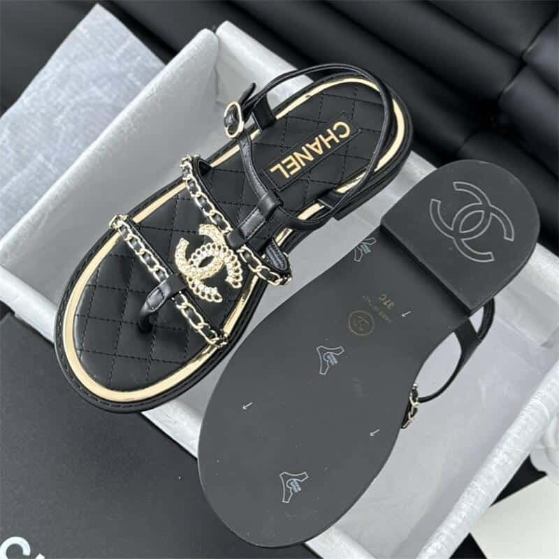 Women CC Logo New Leather Sandal 2024 SS 1024061