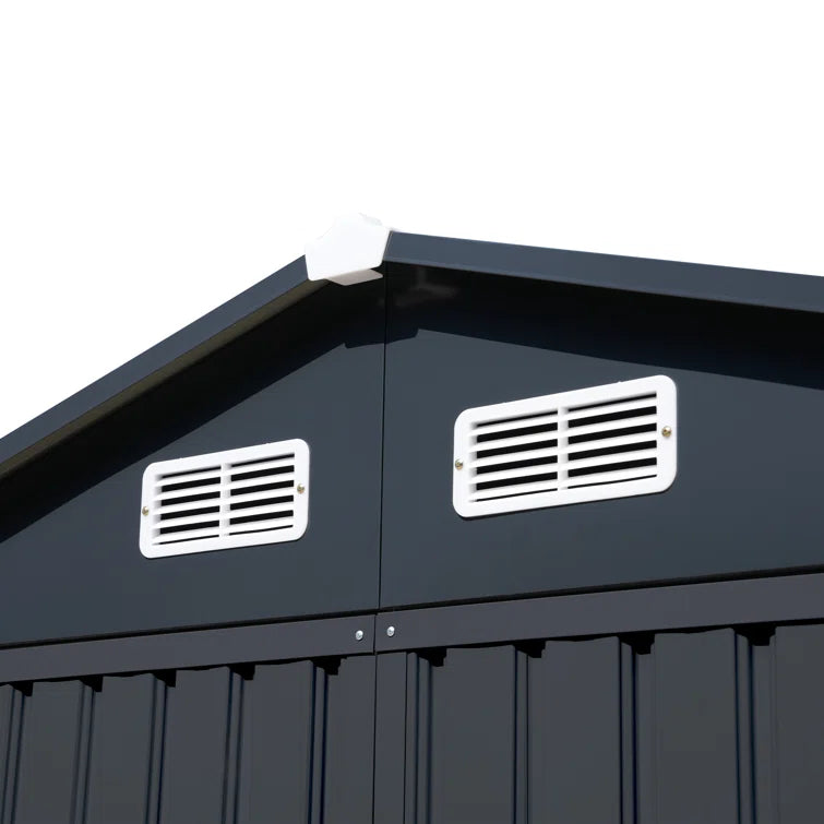 8'x 12' Outdoor Storage Shed Metal Garden Tool Shed for Backyard, Patio, Lawn, Black