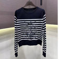 New Fashion Women's DIO Striped Long Sleeve Knit Top PD1326091805
