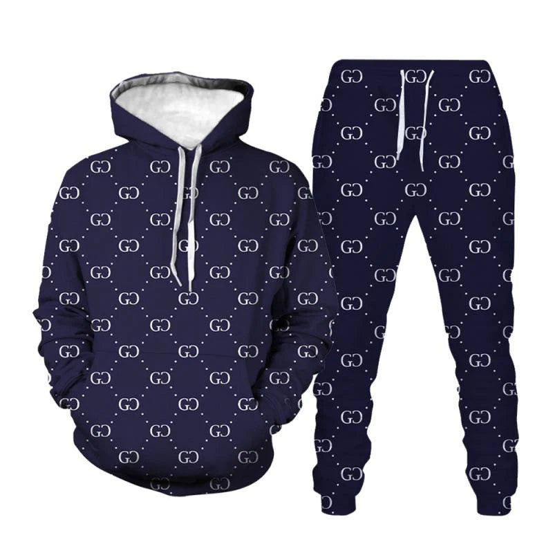 New printed casual hooded sweatshirt suit 1024011105