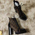 New autumn and winter British style thick-soled women's shoes thick heel round toe thin belt side zipper short boots non-slip wear-resistant boots