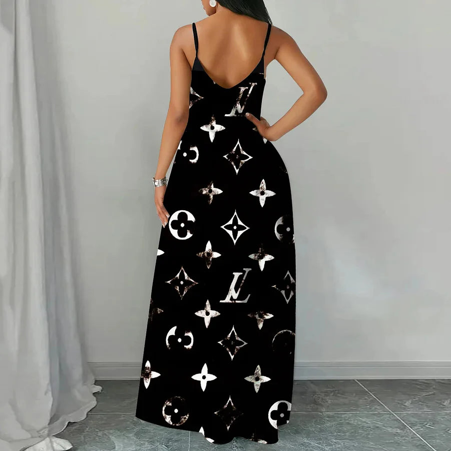 Classic Print V-Neck Pocket Cami Dress 3D1025070707