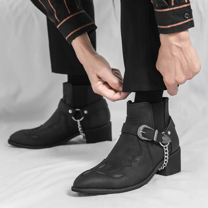 Unisex Retro Square-Toe Ankle Boots – Chunky Heel & Platform Sole