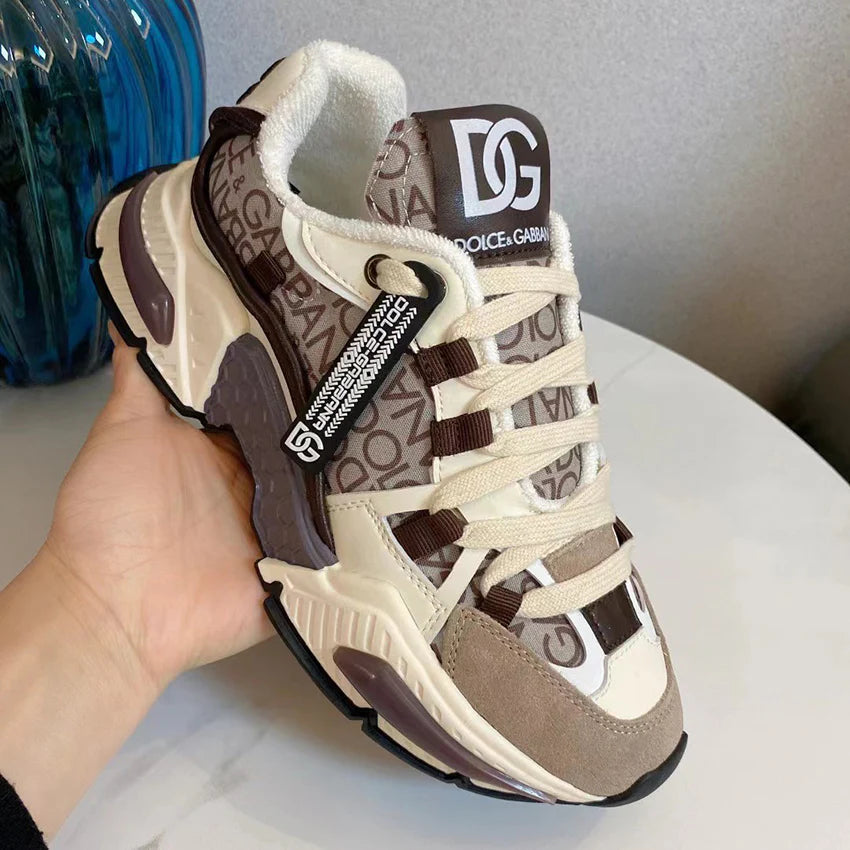 New leather thick sole color blocked dad shoes 1024071219