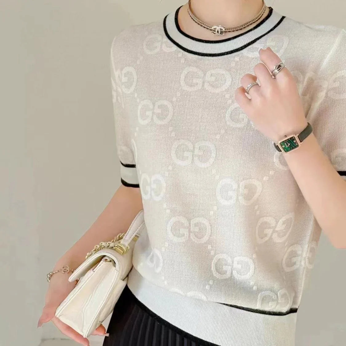 New Round Neck Sweater Short Sleeve 1024071022