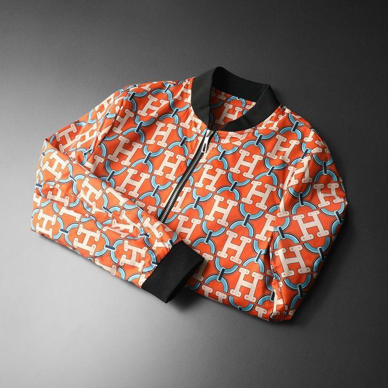 New Men's Casual Jacket Large Size Letter Print Baseball Collar Slim Fit Jacket 1024030502