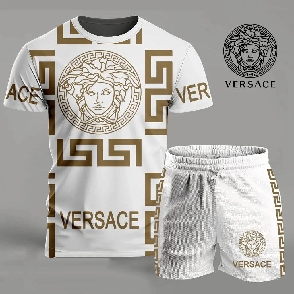 Men's Fashion Printed Short Sleeve Suit 3D1025062508