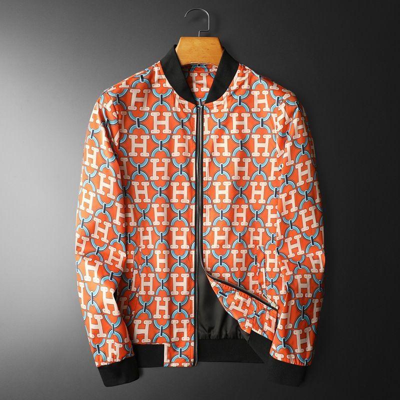 New Men's Casual Jacket Large Size Letter Print Baseball Collar Slim Fit Jacket 1024030502