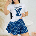 Summer New Temperament Short Sleeve Skirt Two-piece 3D-1024031809