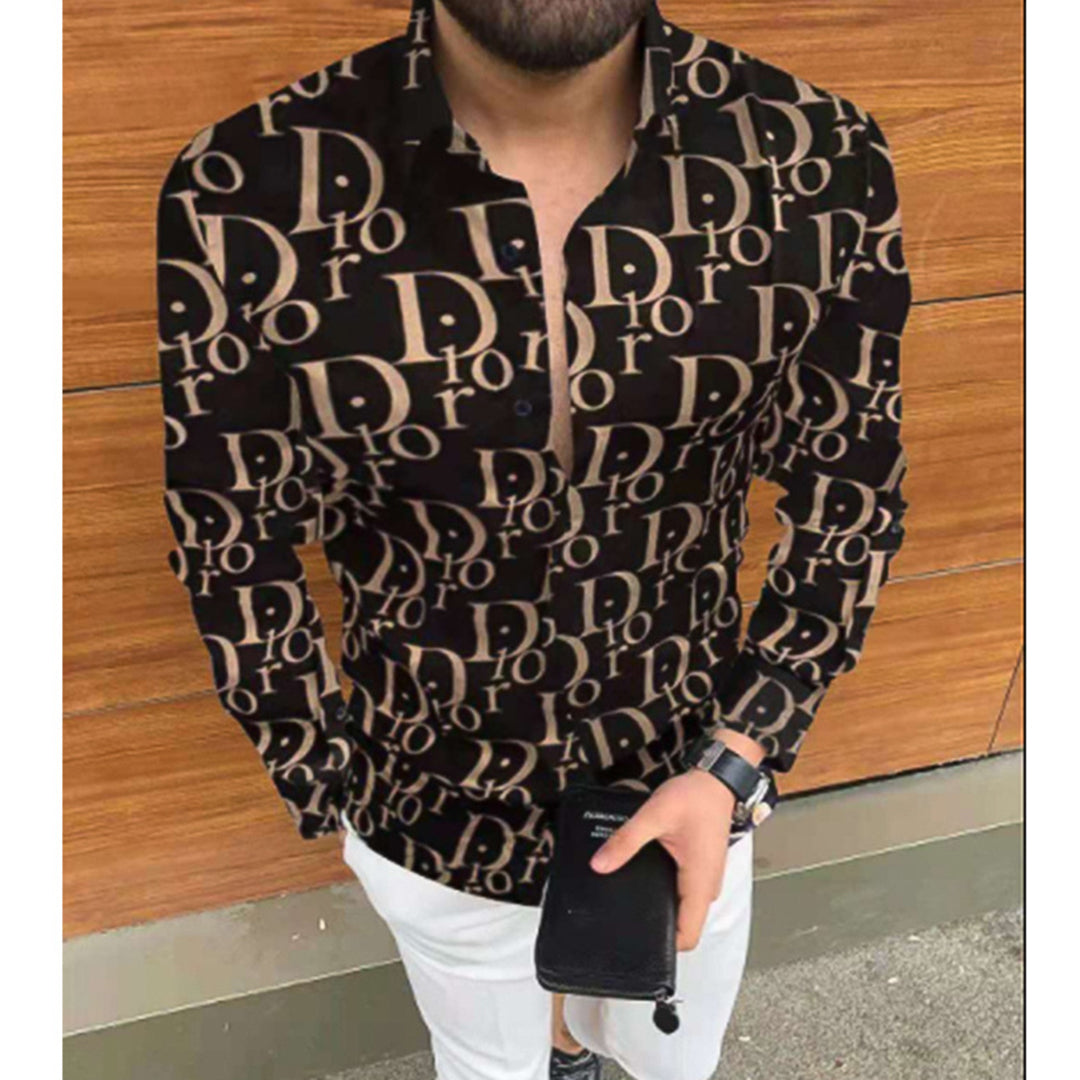 Fashion new men's printed slim shirt PF1023091528
