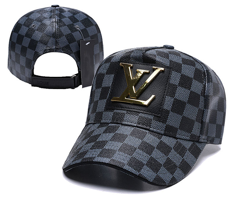 Branded Leather Plaid Baseball Cap