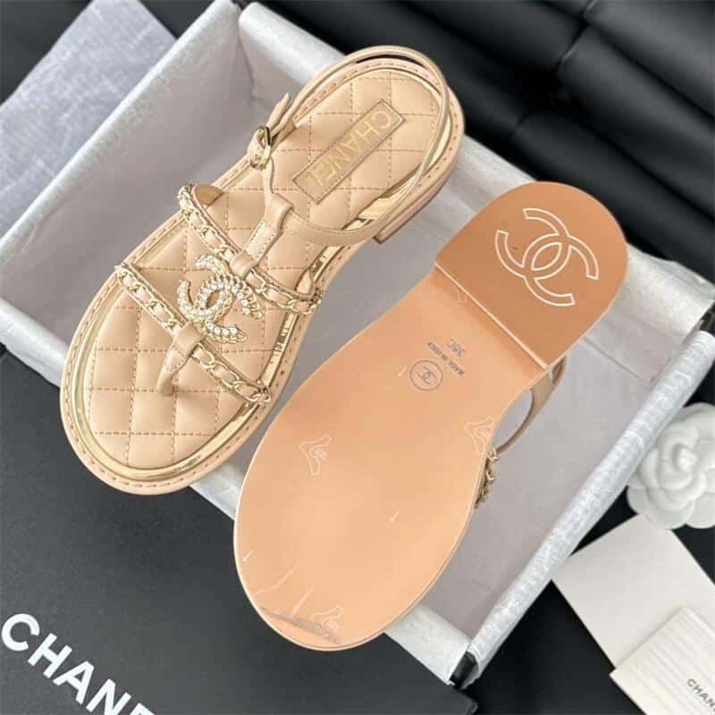 Women CC Logo New Leather Sandal 2024 SS 1024061