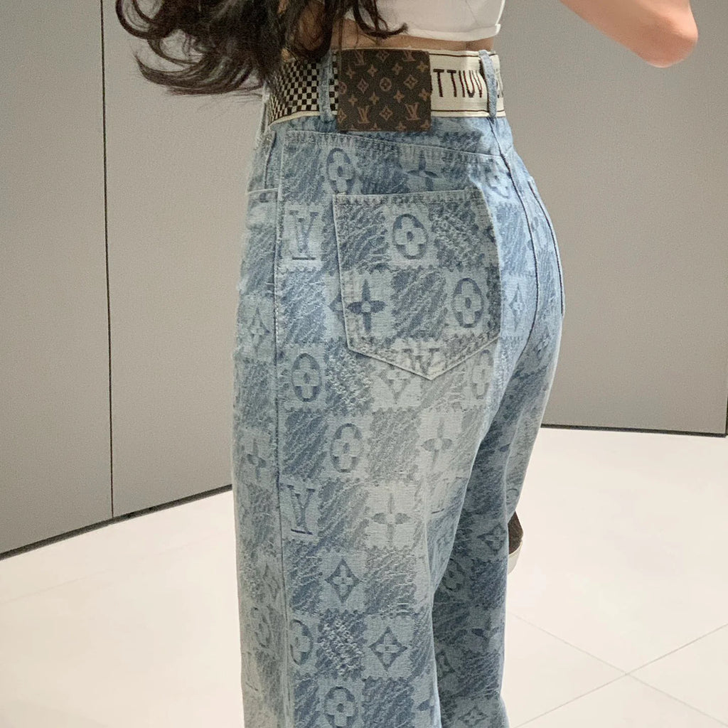 Vintage jacquard denim trousers 1024121605