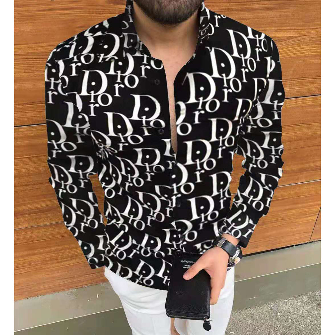 Fashion new men's printed slim shirt PF1023091528