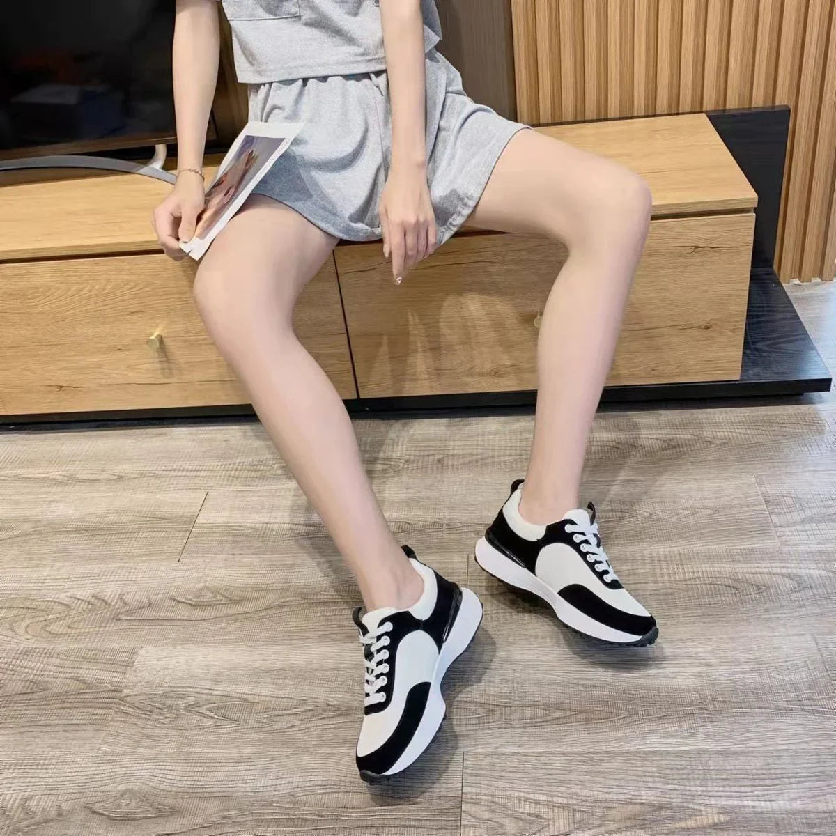 New Sneakers Leather Platform Casual Shoes 1024031409