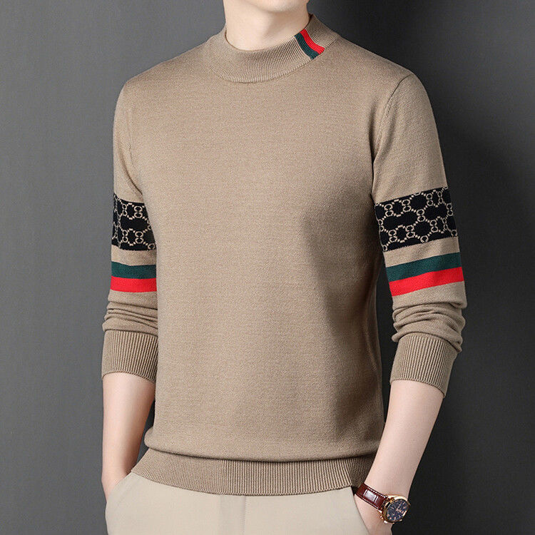 New semi high neck knitted sweater with a base layer 1024102508